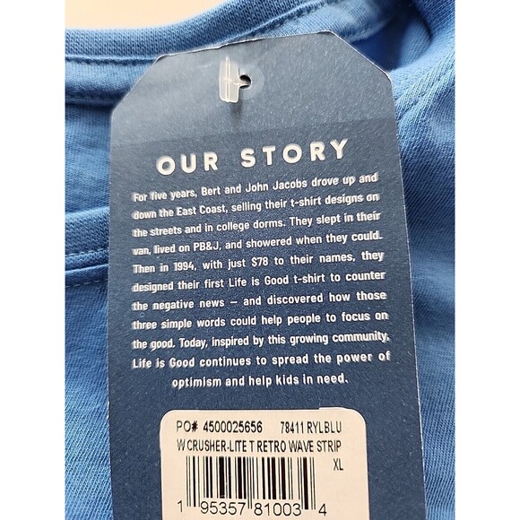 New Life is Good Retro Wave Stripe XLarge Women's Blue SS Crusher Lite Tee - Picture 14 of 14